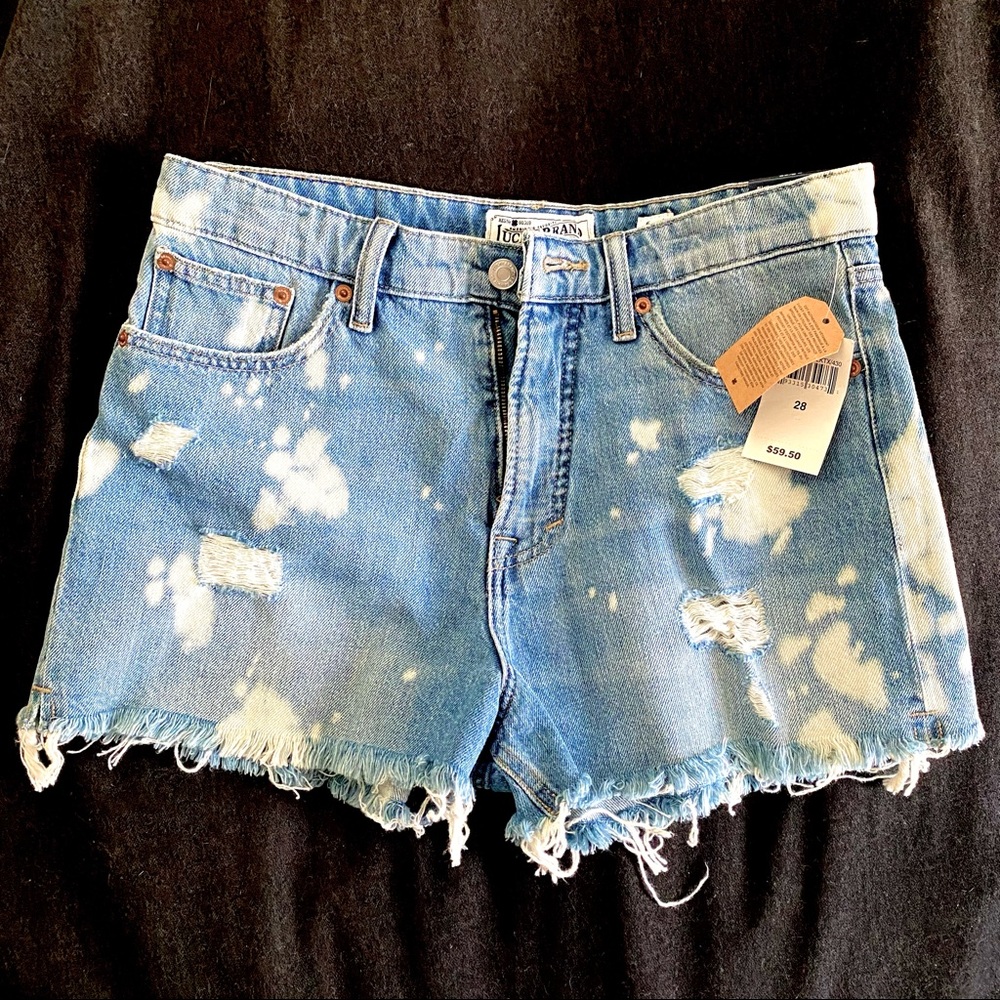 Lucky Pins Distressed Denim Shorts